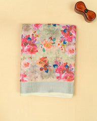 SC3505 - Linen With Sparkling Stone Over Body And Silver Border
