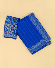 SC3359 - Chiffon Georgette With Sarowski And Seperate Blouse Work