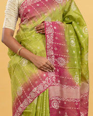 SC2894 - Raw Silk With Bandhini Design