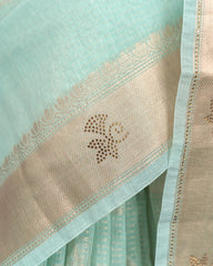 SC4061 -Linen Saree with Gold Zari