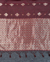 SC3018 - Linen Copper And Silver Butta With Stone