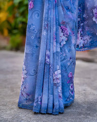 SC5286 - Georgette Saree With Digital Print And Multi Stone Over Body