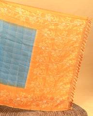 SC4351 - Linen Embroidery Checked With Gold Foil Along Border