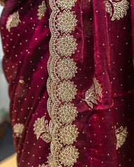 SC3772 - Fendy saree with embroidery work and stone all over body