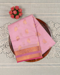 SC2880 - Linen Cotton With Copper And Gold Zari