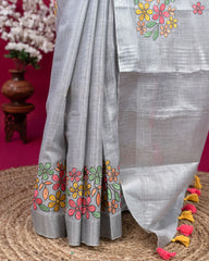 SC3296 - Linen Cotton With Border Embroidery