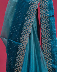 SC2932 - Fendy Saree with Copper and Silver Stone