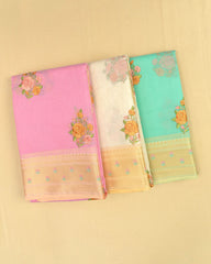 SC4797 - LINEN WITH EMBROIDERY BUTTA AND MEENA BORDER