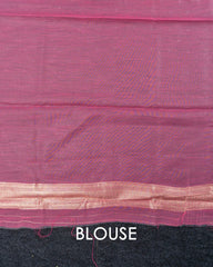 SC3020 - Linen Saree With Foil Weaving And Copper Stone