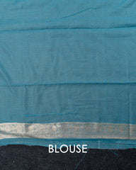 SC3020 - Linen Saree With Foil Weaving And Copper Stone