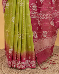 SC2894 - Raw Silk With Bandhini Design