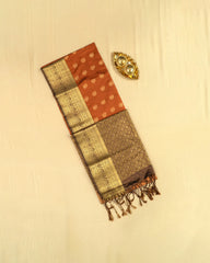 SC4585 -SOFT SILK WITH GOLD ZARI BUTTA AND CONTRAST BORDER