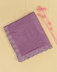 SC3452 - FENDY SATIN WITH SILVER STONE AND JARJOSHI WORK ALONG BORDER