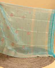 SC3121 - Tissue Embroidery Saree With Jarjoshi Work