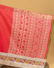SC3661 - Dola Silk Saree Checked Body With White Border