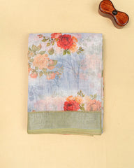 SC3505 - Linen With Sparkling Stone Over Body And Silver Border