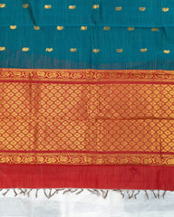 SC3934 - SILK COTTON WITH TURNING GOLD BUTTA AND CONTRAST BORDER