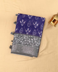 SC4350 - Linen Bandhini Print With Border Stone
