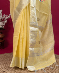 SC3139 - Linen Saree With Sticker Print