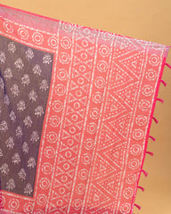 SC4350 - Linen With Bandhini Print And Border Stone