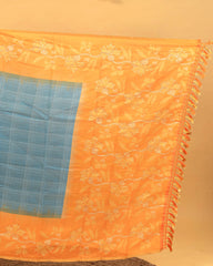 SC4351 - Linen Embroidery Checked With Gold Foil Along Border