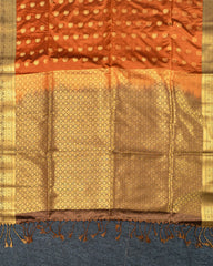 SC4585 -SOFT SILK WITH GOLD ZARI BUTTA AND CONTRAST BORDER