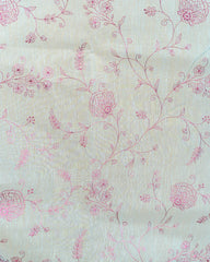 SC4000 - Tissue Linen Saree With Pink Embroidery All Over