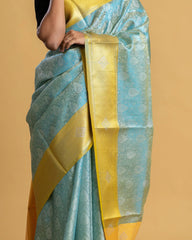 Tissue Saree with Silver Stone and Thread Work