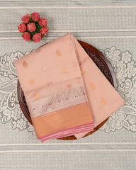 SC2880 - Linen Cotton With Copper And Gold Zari