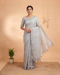 SC6619(7) - LINEN EMBROIDERY SAREE