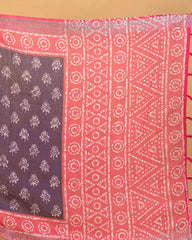 SC4350 - Linen With Bandhini Print And Border Stone