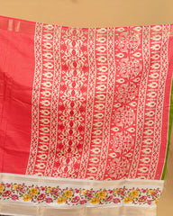 SC3661 - Dola Silk Saree Checked Body With White Border