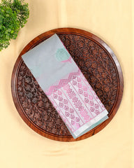 SC2980 - Silk Cotton With Pink And Self Zari