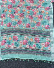 SC3505 - Linen With Sparkling Stone Over Body And Silver Border
