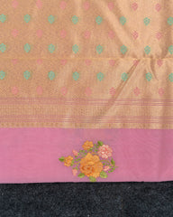 SC4797 - LINEN WITH EMBROIDERY BUTTA AND MEENA BORDER