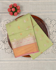 SC2880 - Linen Cotton With Copper And Gold Zari