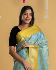Tissue Saree with Silver Stone and Thread Work