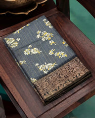 SC5735(2) - DOLA SILK SAREE WITH CHECKED AND DIGITAL PRINT