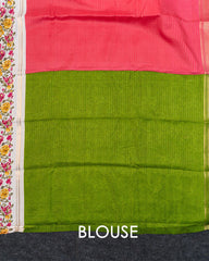 SC3661 - Dola Silk Saree Checked Body With White Border