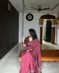 SC6719 - CHANDERI SILK SAREE WITH BANDHANI BORDER AND MIRROR WORK