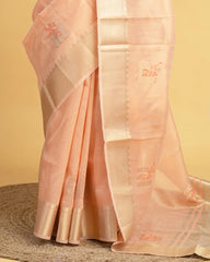 Tissue Linen Saree with Embroidery & Zari Thread Work
