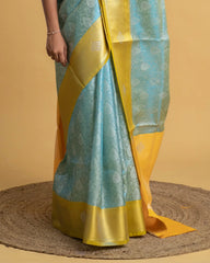 Tissue Saree with Silver Stone and Thread Work