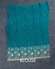 SC3366 - Chiffon Georgette With Stone And Seperate Blouse Work