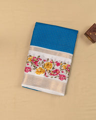 SC3661 - Dola Silk Saree Checked Body With White Border