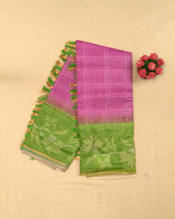 SC4351 - Linen Embroidery Checked With Gold Foil Along Border