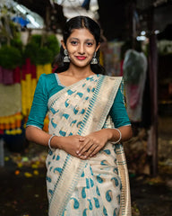 SC5285 - Tussar Cotton Saree With Copper Stone All Over Body