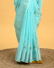 Linen Embroidery Senthamarai Saree