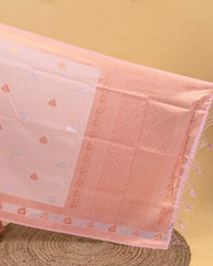 SC3181 - Linen Saree With Copper And Silver Butta