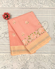 SC4063 - Tissue Saree With Rich Embroidery And Meena Along Border