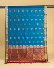 Silk Cotton Saree with Copper and Thread Work